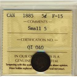 1885 5¢ Small 5 ICCS F15