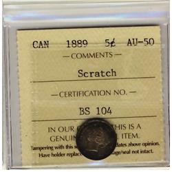 1889 5¢ ICCS AU50 Scratch