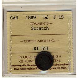1889 5¢ ICCS F15 Scratch