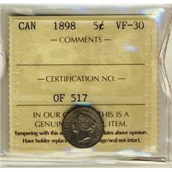 1898 5¢ ICCS VF30