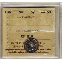 1901 5¢ ICCS AU58