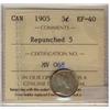 Image 1 : 1905 5¢ Repunched 5 ICCS EF40