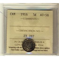 1916 5¢ ICCS AU58.