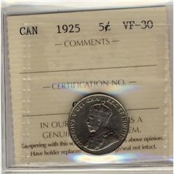 1925 5¢ ICCS VF30