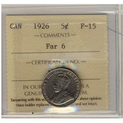 1926 5¢ Far 6 ICCS F15