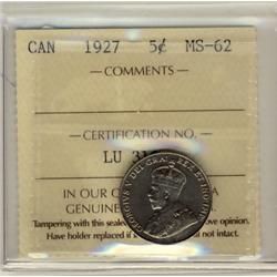 1927 5¢ ICCS MS62