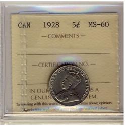 1928 5¢ ICCS MS60
