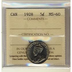 1928 5¢ ICCS MS60.