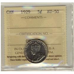 1929 5¢ ICCS AU50