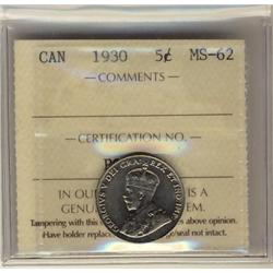 1930 5¢ ICCS MS62.