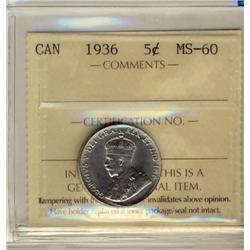 1936 5¢ ICCS MS60