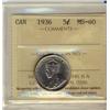 Image 1 : 1936 5¢ ICCS MS60