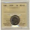 Image 1 : 1939 5¢ ICCS MS63
