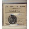 Image 1 : 1940 5¢ ICCS MS60, with rotated dies.