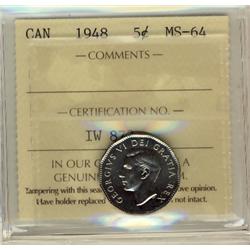 1948 5¢ ICCS MS64