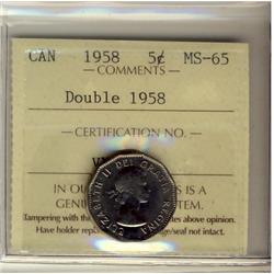1958 5¢ Dbl Date ICCS MS65.