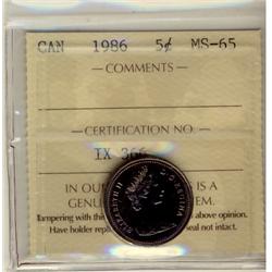 1986 5¢ ICCS MS65.