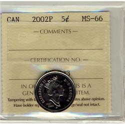 2002P 5¢ ICCS MS66.