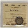 Image 1 : 1885 10¢ Obv 4 ICCS VF30