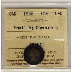 1886 10¢ Small 6 Obv 5 ICCS G6