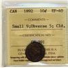 Image 1 : 1892 10¢ Small 9 Obv 5 ICCS EF40 Cln