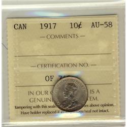 1917 10¢ ICCS AU58