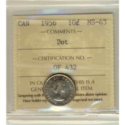 1956 10¢ Dot ICCS MS63