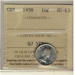 1958 10¢ ICCS MS65