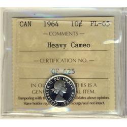 1964 10¢ ICCS PL65 Heavy Cameo