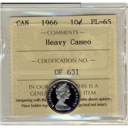 1966 10¢ ICCS PL65 Heavy Cameo