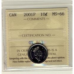 2001P 10¢ ICCS MS66.