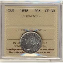 1858 20¢ ICCS VF30