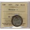 Image 1 : 1871 25¢ Obv 2 ICCS VG8