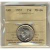 Image 1 : 1937 25¢ ICCS MS64