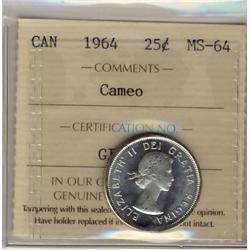 1964 25¢ ICCS MS64 Cameo