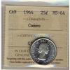 Image 1 : 1964 25¢ ICCS MS64 Cameo