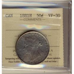 1881H 50¢ ICCS VF30