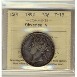 1892 50¢ Obv 4 ICCS F15