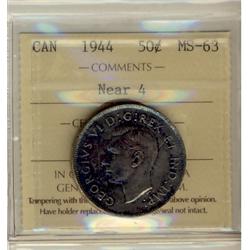 1944 50¢ Near 4 ICCS MS63