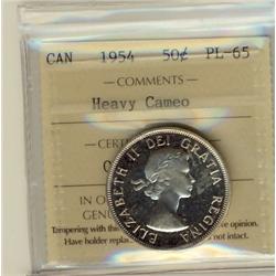 1954 50¢ ICCS PL65 Heavy Cameo
