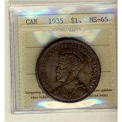 1935 $1 ICCS MS65.  Intense golden tones.