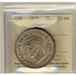 1939 $1 ICCS MS64.