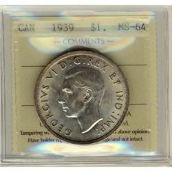 1939 $1 ICCS MS64.