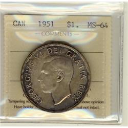 1951 $1 ICCS MS64.
