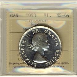 1953 $1 NSF ICCS MS64 Heavy Cameo
