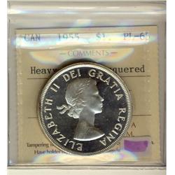 1955 $1 ICCS PL65 Heavy Cameo.  Lacquered.