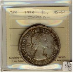 1958 $1 ICCS MS64