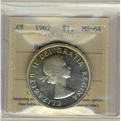 1962 $1 ICCS MS64 Heavy Cameo