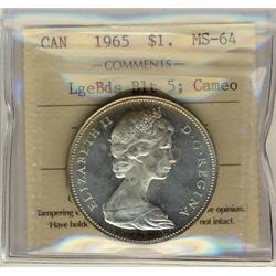 1965 $1 LgeBds Blt 5 ICCS MS64 Cameo