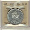 Image 1 : 1965 $1 LgeBds Ptd 5 ICCS PL65 Cameo